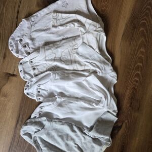 Carter's White and Light Tan Baby Long Sleeve Onesie Set, With Jacket And Pants